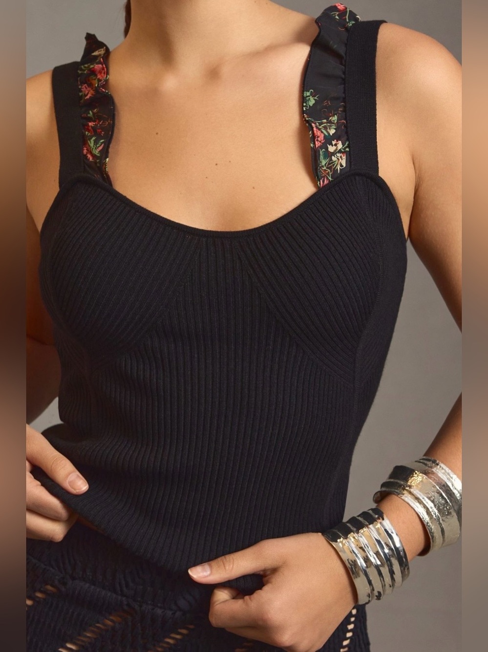 Anthropologie Maeve Ruffle-Strap Sweater Tank